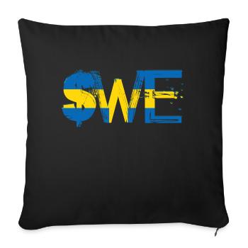 Suède Suède drapeau national norden skandinavia - Housse de coussin décorative 45 x 45 cm - noir - Devant