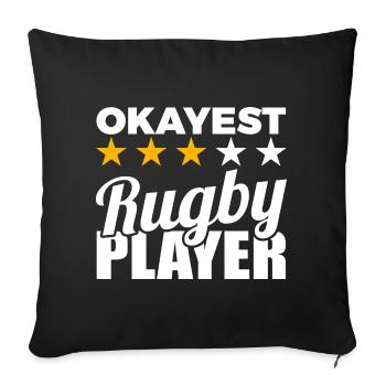 Funny rugby player - Sofa pillowcase 17,3'' x 17,3'' (45 x 45 cm) - black - Front