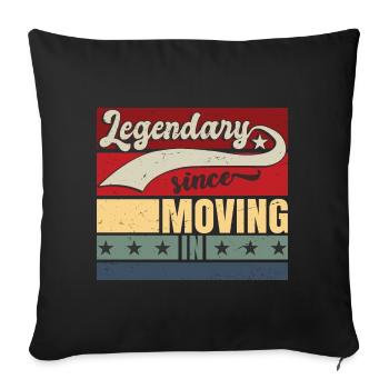 Légendaire depuis son emménagement | Quartier rétro - Housse de coussin décorative 45 x 45 cm - noir - Devant