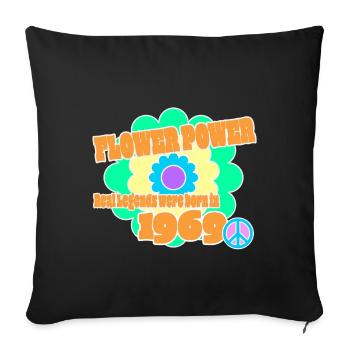 Flower Power Year of birth 1969 Peace Flower Hippie - Sofa pillowcase 17,3'' x 17,3'' (45 x 45 cm) - black - Front