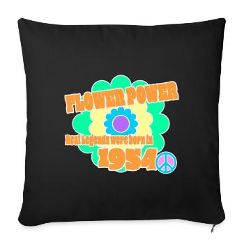 Flower Power Year of birth 1954 Peace Flower Hippie - Sofa pillowcase 17,3'' x 17,3'' (45 x 45 cm) - black - Front