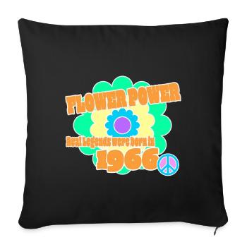 Flower Power Year of birth 1966 Peace Flower Hippie - Sofa pillowcase 17,3'' x 17,3'' (45 x 45 cm) - black - Front
