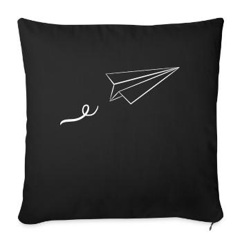 Paper airplane - Sofa pillowcase 17,3'' x 17,3'' (45 x 45 cm) - black - Front