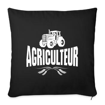 agriculteur, fermier, tracteur - Housse de coussin décorative 45 x 45 cm - noir - Devant