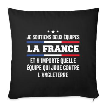 Je Soutiens Deux Équipes la France ... - Housse de coussin décorative 45 x 45 cm - noir - Devant