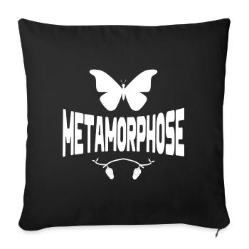 papillon, chrysalide, métamorphose, chenille - Housse de coussin décorative 45 x 45 cm - noir - Devant