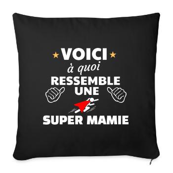 Hommage à la Super Mamie Humoristique - Housse de coussin décorative 45 x 45 cm - noir - Devant
