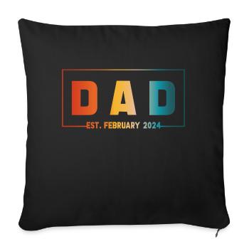 Dad Est. February 2024 Expect Baby 2024 Dad Retro - Sofa pillowcase 17,3'' x 17,3'' (45 x 45 cm) - black - Front