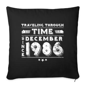 Vintage Time Travel anniversaire Design décembre 1986 - Housse de coussin décorative 45 x 45 cm - noir - Devant