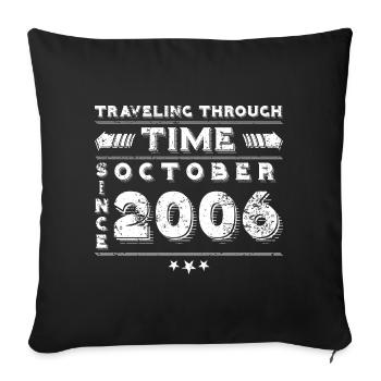 Vintage Time Travel anniversaire Design octobre 2006 - Housse de coussin décorative 45 x 45 cm - noir - Devant
