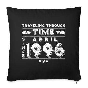 Vintage Time Travel anniversaire Design avril 1996 - Housse de coussin décorative 45 x 45 cm - noir - Devant
