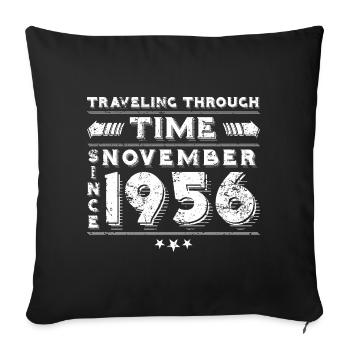 Vintage Time Travel anniversaire Design novembre 1956 - Housse de coussin décorative 45 x 45 cm - noir - Devant