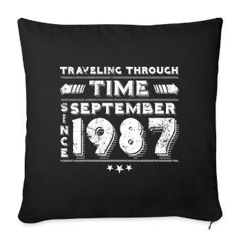Vintage Time Travel Birthday Design September 198 - Sofa pillowcase 17,3'' x 17,3'' (45 x 45 cm) - black - Front
