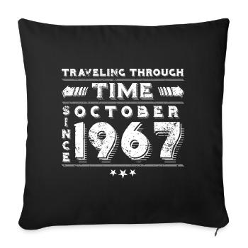 Vintage Time Travel anniversaire Design octobre 1967 - Housse de coussin décorative 45 x 45 cm - noir - Devant