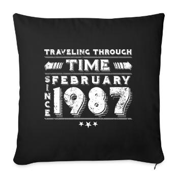 Vintage Time Travel anniversaire Design février 1987 - Housse de coussin décorative 45 x 45 cm - noir - Devant