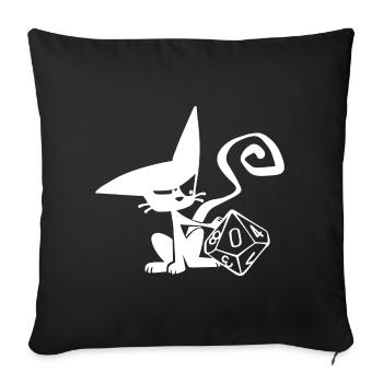 Dice Cat Funny Role Playing Cat RPG - Sofa pillowcase 17,3'' x 17,3'' (45 x 45 cm) - black - Front