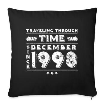 Vintage Time Travel anniversaire Design décembre 1998 - Housse de coussin décorative 45 x 45 cm - noir - Devant