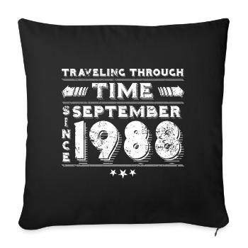 Vintage Time Travel Birthday Design September 198 - Sofa pillowcase 17,3'' x 17,3'' (45 x 45 cm) - black - Front
