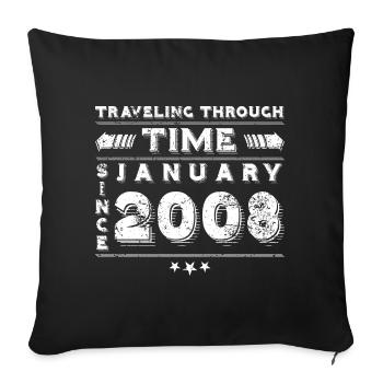 Vintage Time Travel anniversaire Design janvier 2008 - Housse de coussin décorative 45 x 45 cm - noir - Devant