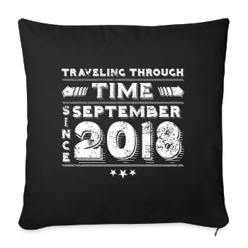 Vintage Time Travel anniversaire Design septembre 201 - Housse de coussin décorative 45 x 45 cm - noir - Devant