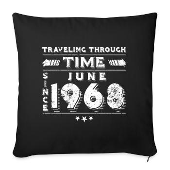 Vintage Time Travel anniversaire Design juin 1968 - Housse de coussin décorative 45 x 45 cm - noir - Devant