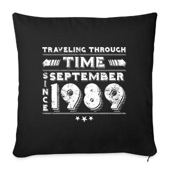 Vintage Time Travel Birthday Design September 198 - Sofa pillowcase 17,3'' x 17,3'' (45 x 45 cm) - black - Front