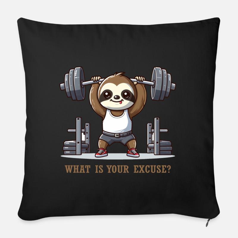 Sloth Gym Lustige Tiere - Sofakissenbezug 45 x 45 cm - Schwarz