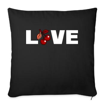 Love - cerises - Housse de coussin décorative 45 x 45 cm - noir - Devant