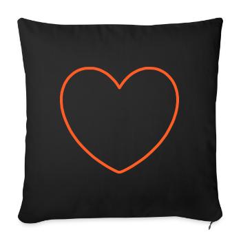 Orange on black heart outline - Sofa pillowcase 17,3'' x 17,3'' (45 x 45 cm) - black - Front