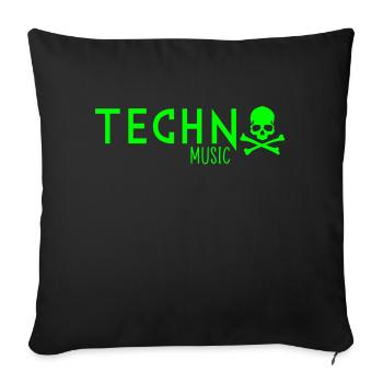 Musique techno - Housse de coussin décorative 45 x 45 cm - noir - Devant