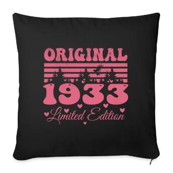 Cadeau 91e Anniversaire 1933 Femme | Né en 1933 - Housse de coussin décorative 45 x 45 cm - noir - Devant