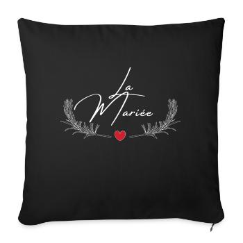La mariée -tshirt assorti - Housse de coussin décorative 45 x 45 cm - noir - Devant