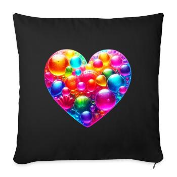 Colorful Heart - Sofa pillowcase 17,3'' x 17,3'' (45 x 45 cm) - black - Front