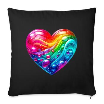 Coeur coloré - Housse de coussin décorative 45 x 45 cm - noir - Devant