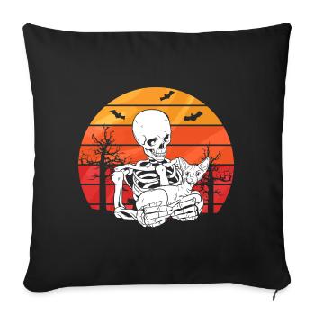 Skeleton Sphynx Cat - Sofa pillowcase 17,3'' x 17,3'' (45 x 45 cm) - black - Front