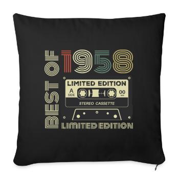 Millésime 1958 - cadeau d’anniversaire rétro 1958 - Housse de coussin décorative 45 x 45 cm - noir - Devant
