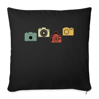 appareil photo rétro vintage - Housse de coussin décorative 45 x 45 cm - noir - Devant
