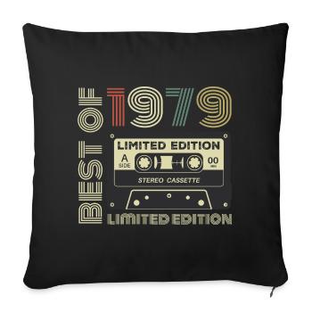 Millésime 1979 - cadeau d’anniversaire rétro 1979 - Housse de coussin décorative 45 x 45 cm - noir - Devant