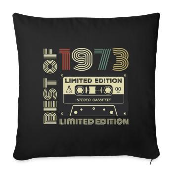 Millésime 1973 - cadeau d’anniversaire rétro 1973 - Housse de coussin décorative 45 x 45 cm - noir - Devant