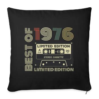 Millésime 1976 - cadeau d’anniversaire rétro 1976 - Housse de coussin décorative 45 x 45 cm - noir - Devant