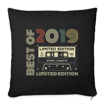 Millésime 2019 - cadeau d’anniversaire rétro 2019 - Housse de coussin décorative 45 x 45 cm - noir - Devant