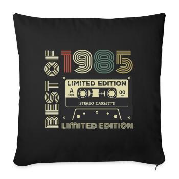 Millésime 1985 - cadeau d’anniversaire rétro 1985 - Housse de coussin décorative 45 x 45 cm - noir - Devant