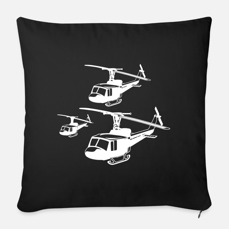 Hubschrauber - Sofakissenbezug 45 x 45 cm - Schwarz