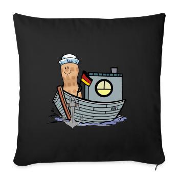 Ahoy Moin Allemagne marin marin drapeau - Housse de coussin décorative 45 x 45 cm - noir - Devant
