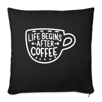 Café tasse à café dicton - Housse de coussin décorative 45 x 45 cm - noir - Devant