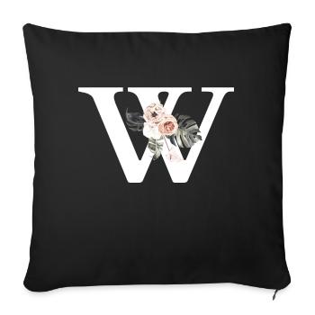 Tropical floral w letter - Sofa pillowcase 17,3'' x 17,3'' (45 x 45 cm) - black - Front