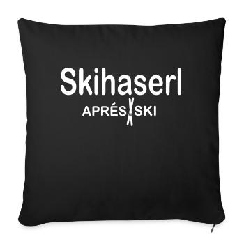 Ski Motif de ski pour les skieurs Skieurs - Housse de coussin décorative 45 x 45 cm - noir - Devant