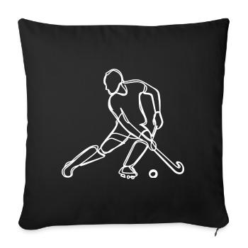 Dessin de hockey sur gazon - Housse de coussin décorative 45 x 45 cm - noir - Devant