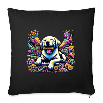 Labrador Harmonica Symphony - Sofa pillowcase 17,3'' x 17,3'' (45 x 45 cm) - black - Front
