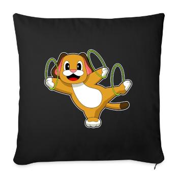 Dog Fitness Hoop Workout Gymnastics - Sofa pillowcase 17,3'' x 17,3'' (45 x 45 cm) - black - Front